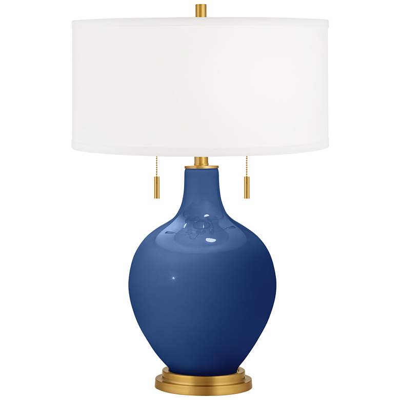 Image 2 Monaco Blue Toby Brass Accents Table Lamp with Dimmer