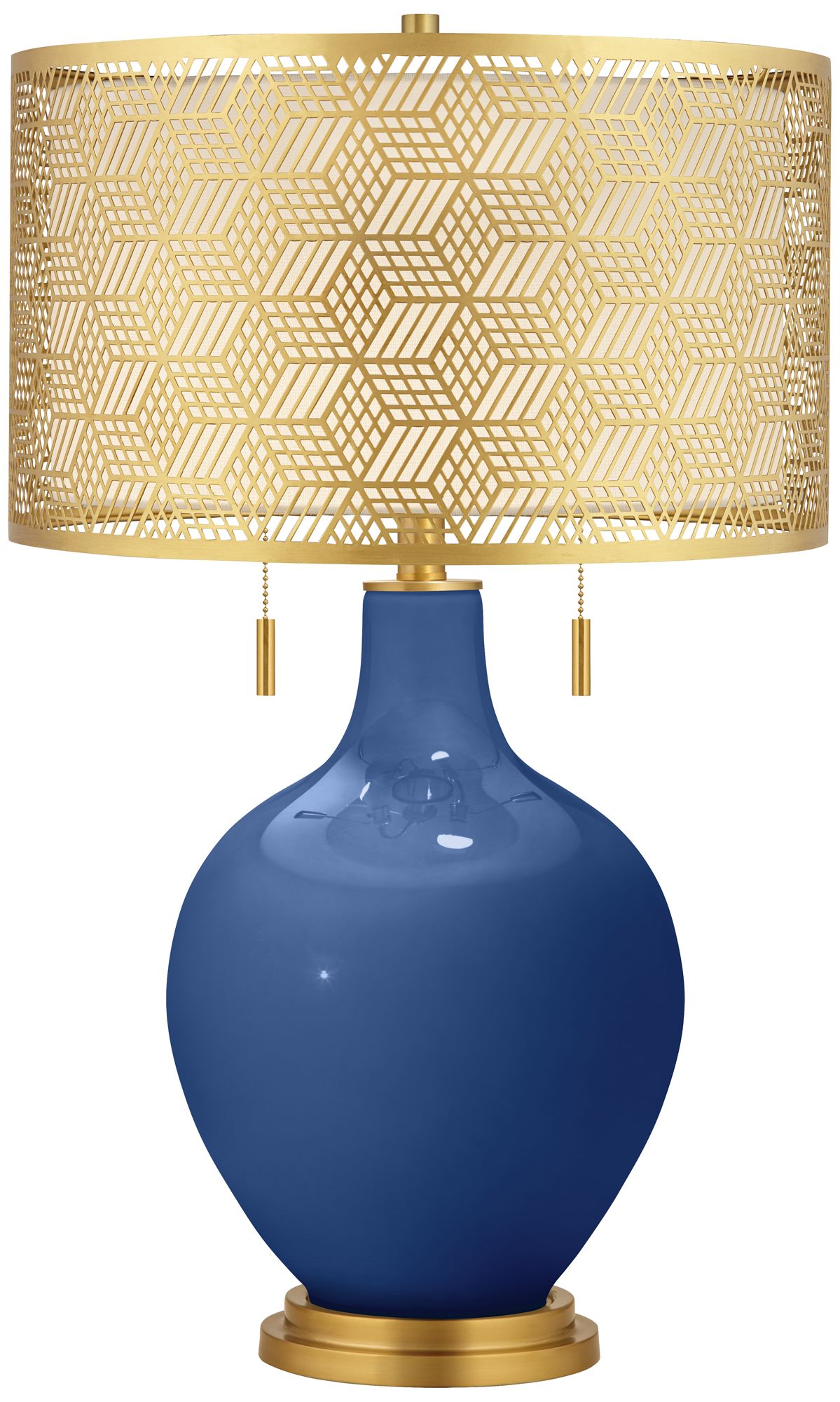 Image Monaco Blue Toby Brass Metal Shade Table Lamp