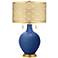 Monaco Blue Toby Brass Metal Shade Table Lamp