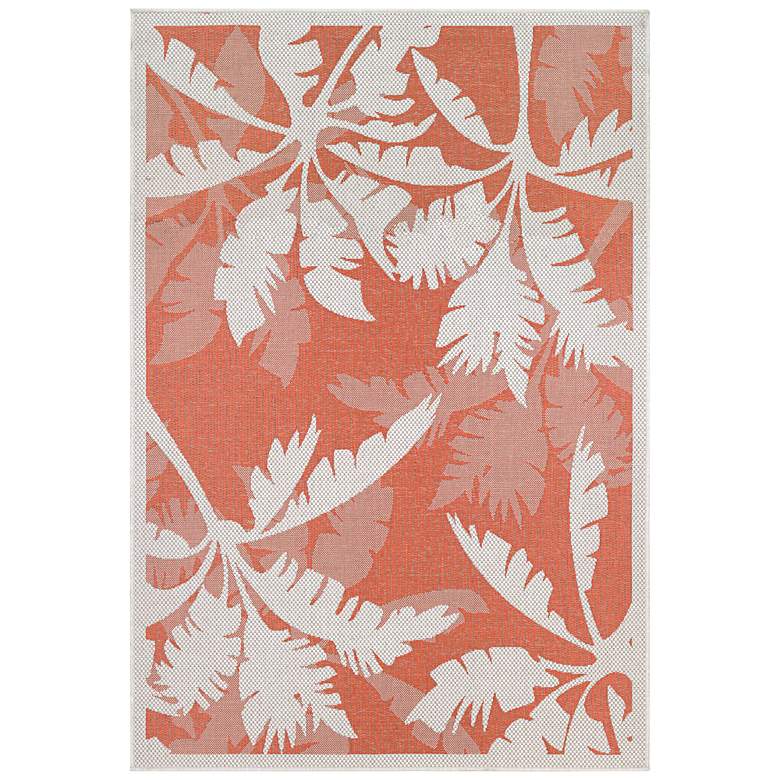 Image 2 Monaco Coastal Floral 5'3"x7'6" Ivory and Orange Outdoor