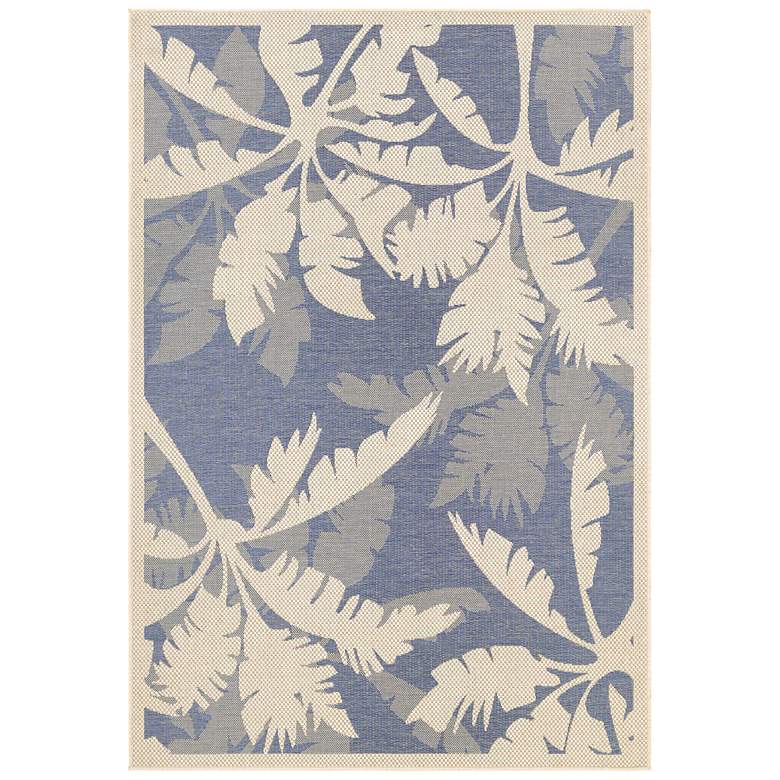 Image 2 Monaco Coastal Floral 5'3"x7'6" Ivory Sapphire Outdoor Ru