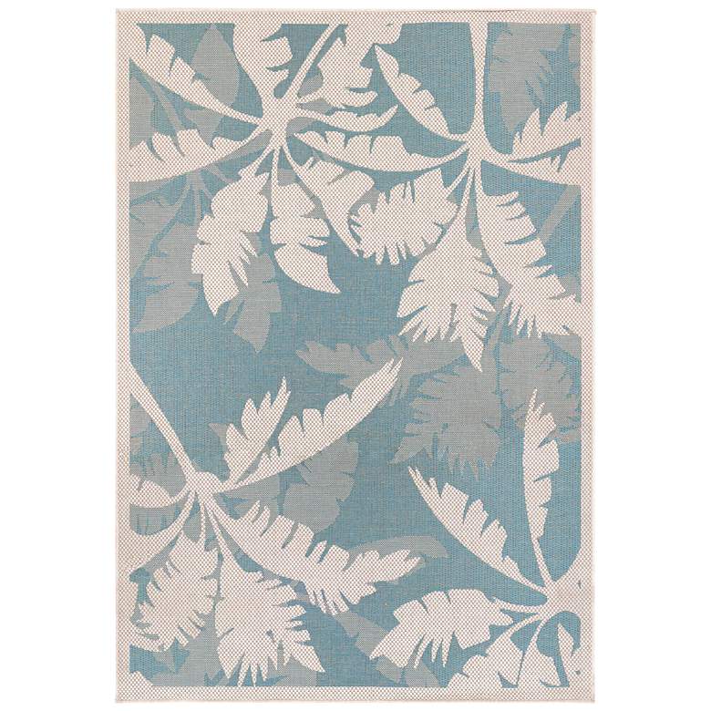 Image 2 Monaco Coastal Floral 5'3"x7'6" Ivory Turquoise Outdoor R