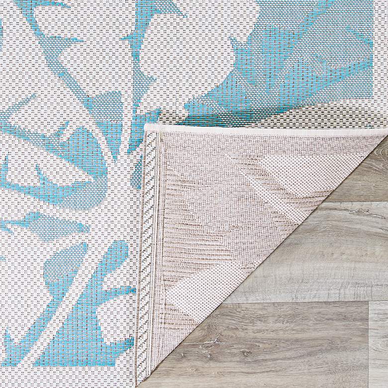 Image 3 Monaco Coastal Floral 5'3"x7'6" Ivory Turquoise Outdoor R more views
