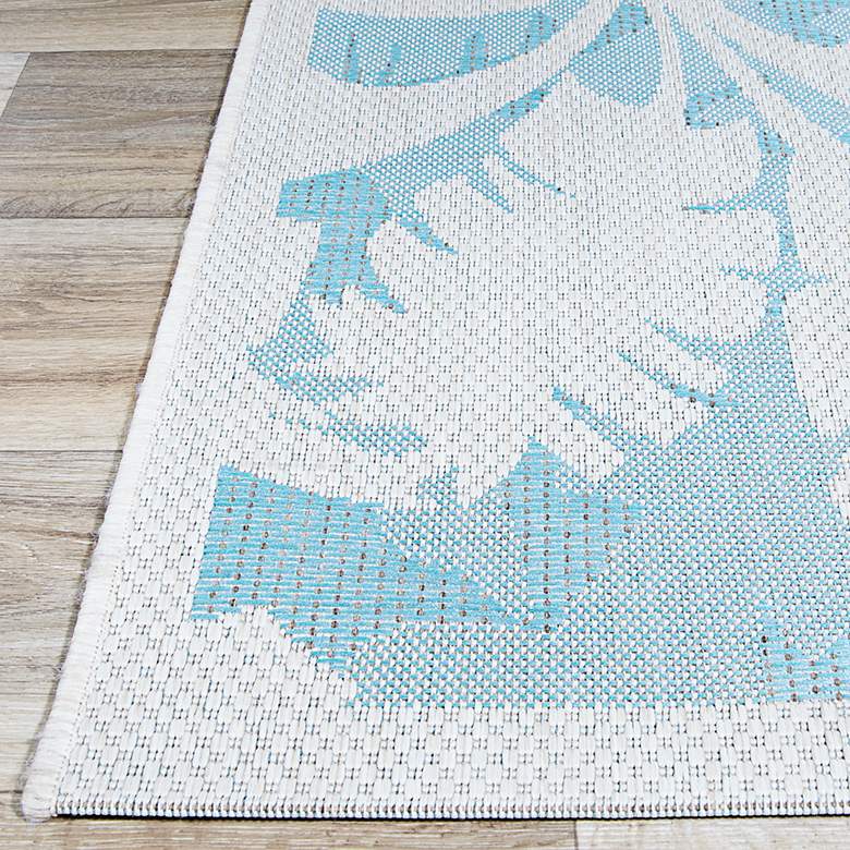 Image 4 Monaco Coastal Floral 5'3"x7'6" Ivory Turquoise Outdoor R more views