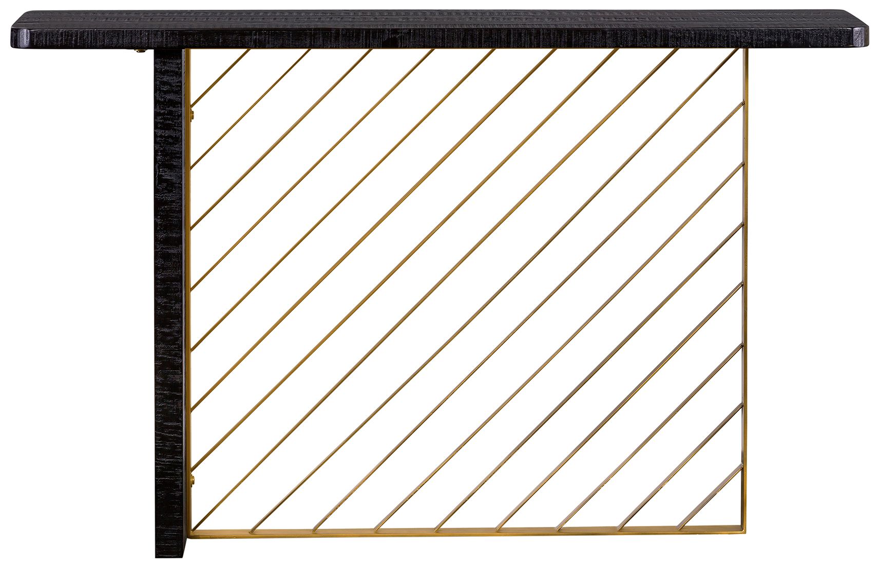 Image 3 Monaco Console Table in Black Wood and Antique Brass Accent more views