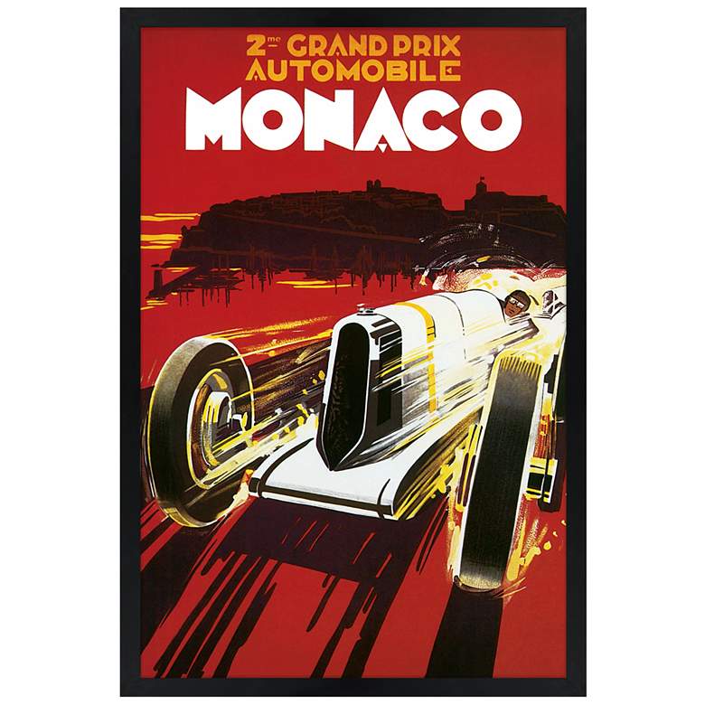 Image 1 Monaco Grand Prix 30 inch High Black Rectangular Giclee Wall Art