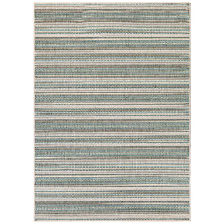 Image 2 Monaco Marbella 5'3"x7'6" Blue Mist and Ivory Outdoor Rug