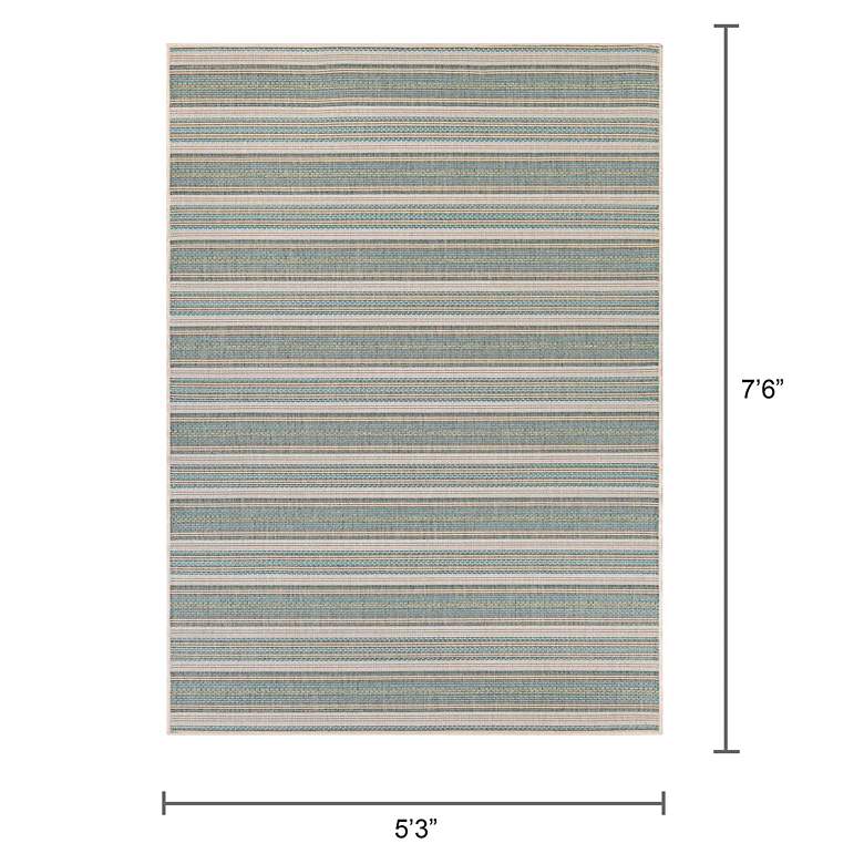 Image 6 Monaco Marbella 5'3"x7'6" Blue Mist and Ivory Outdoor Rug more views