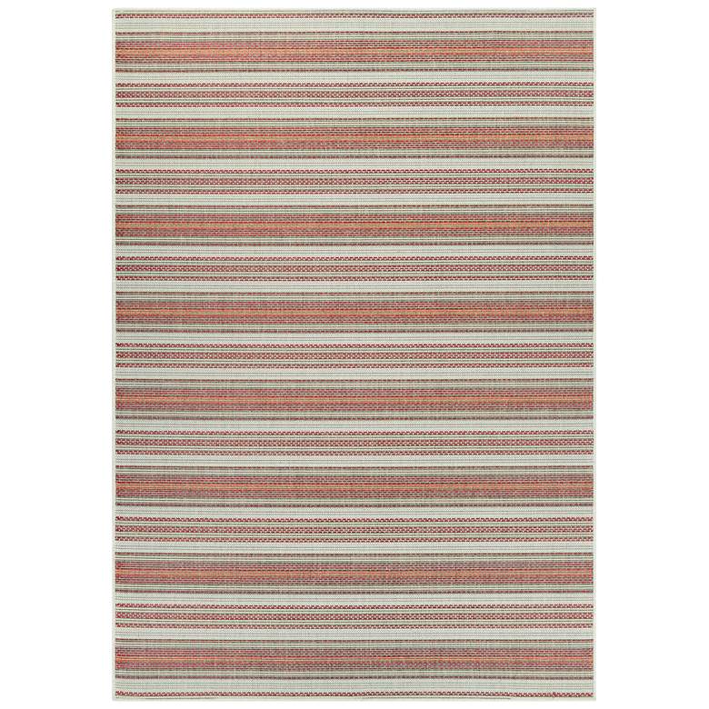 Image 2 Monaco Marbella 5'3"x7'6" Coral and Ivory Outdoor Rug