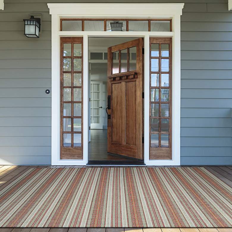 Image 1 Monaco Marbella 5'3"x7'6" Coral and Ivory Outdoor Rug