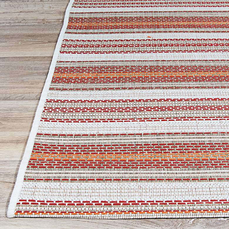Image 5 Monaco Marbella 5'3"x7'6" Coral and Ivory Outdoor Rug more views
