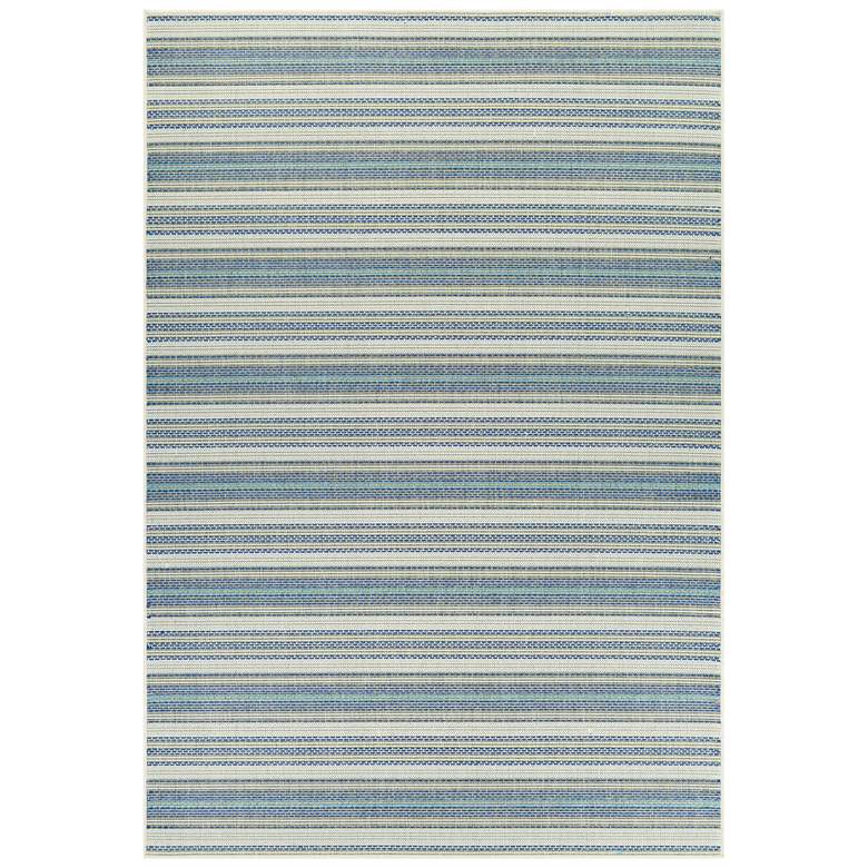 Image 1 Monaco Marbella 5'3"x7'6" Ivory and Azure Outdoor Rug