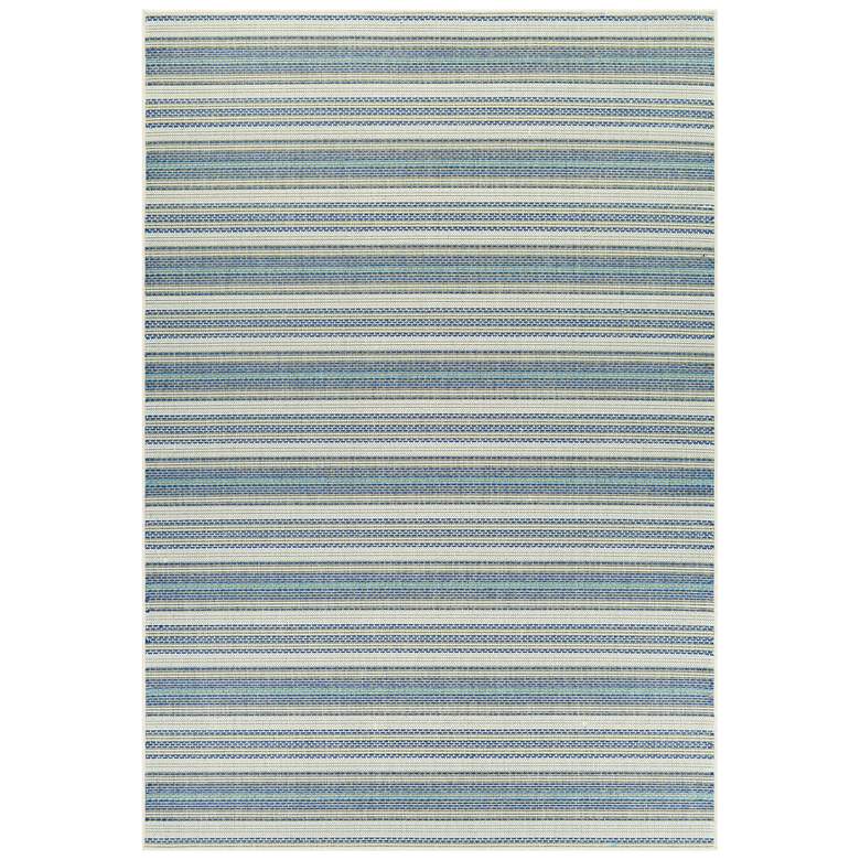 Image 1 Monaco Marbella 5&#39;3 inchx7&#39;6 inch Ivory and Azure Outdoor Rug