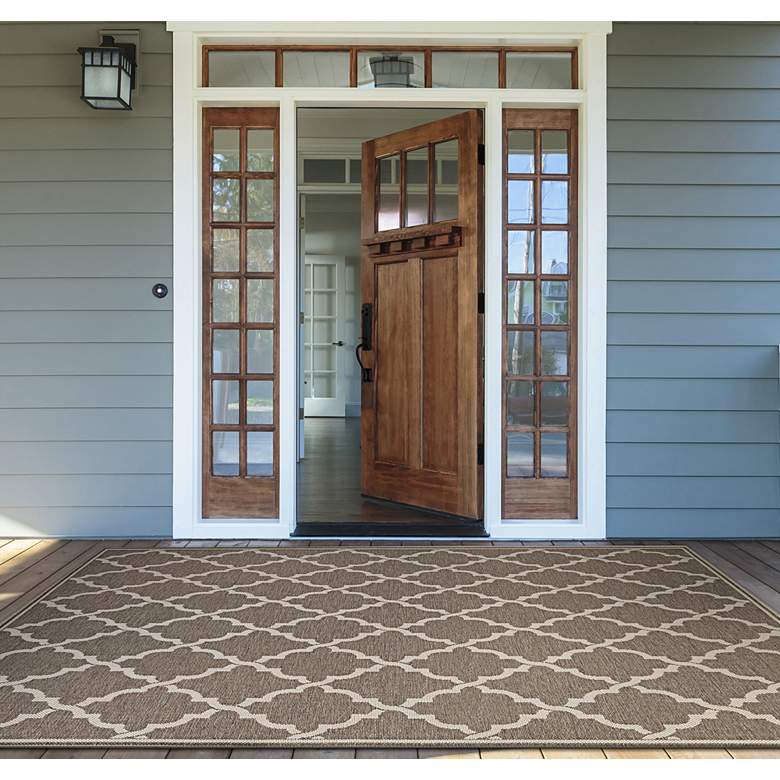 Image 1 Monaco Ocean Port 5'3"x7'6" Azure and Sand Outdoor Rug