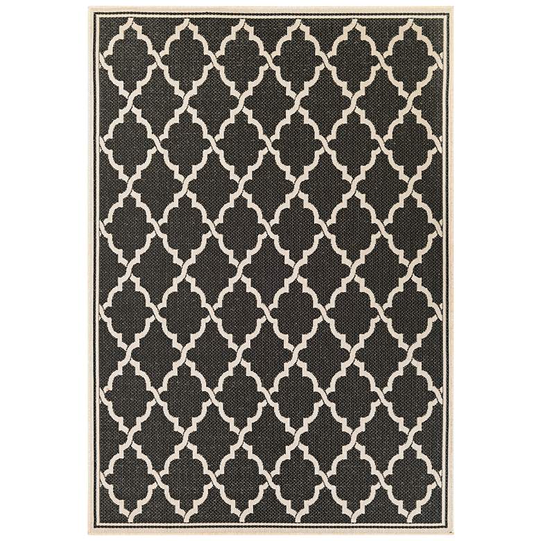 Image 1 Monaco Ocean Port 5'3"x7'6" Black and Sand Outdoor Rug