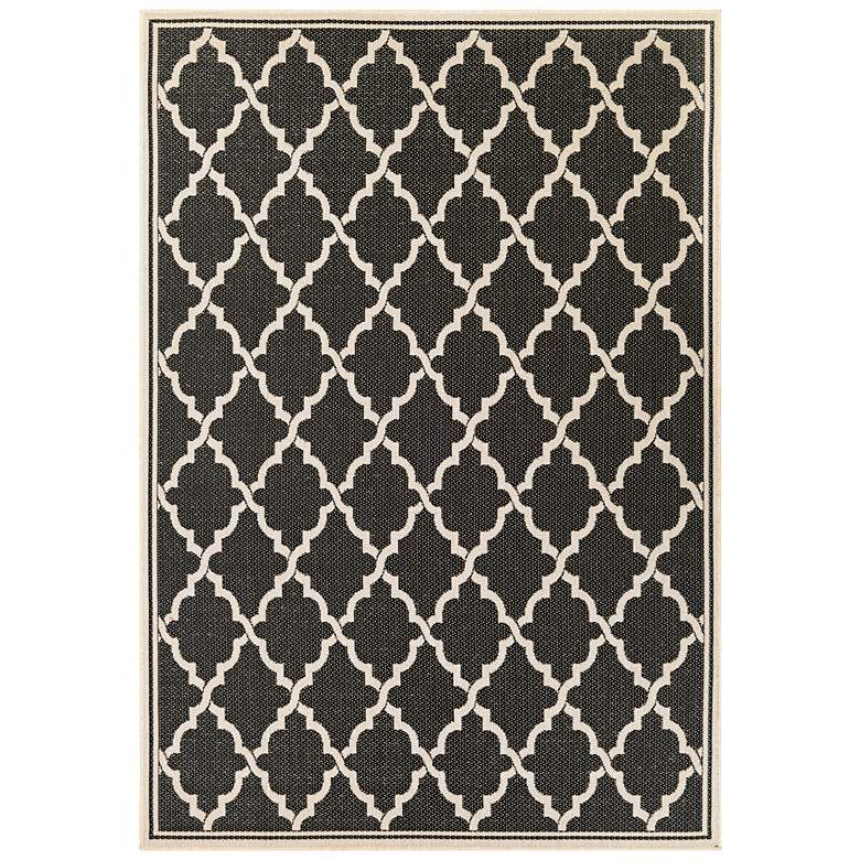 Image 1 Monaco Ocean Port 5&#39;3 inchx7&#39;6 inch Black and Sand Outdoor Rug