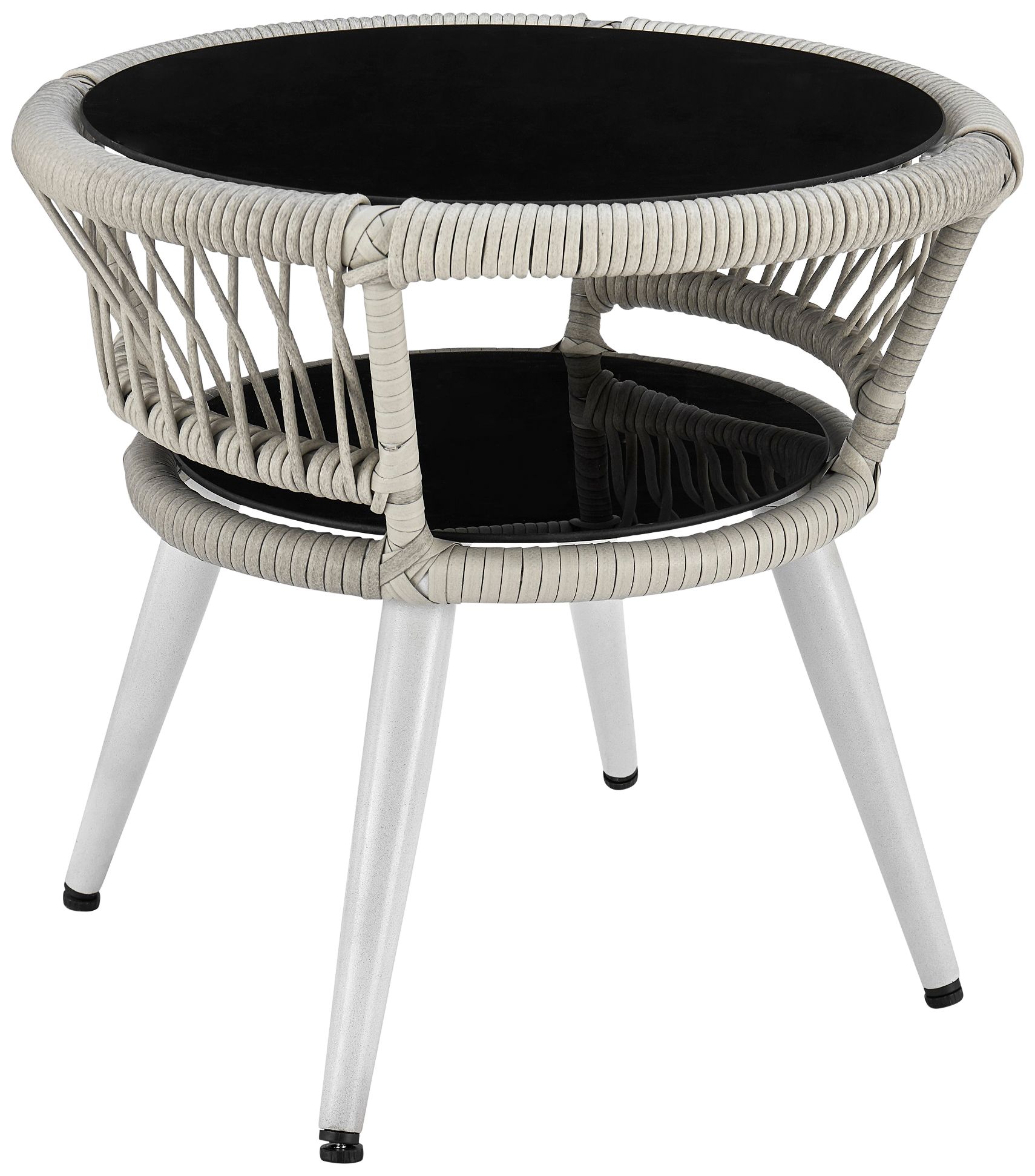 Monaco Rope Wicker 3-Piece Patio Set with Cream Cushion in scene