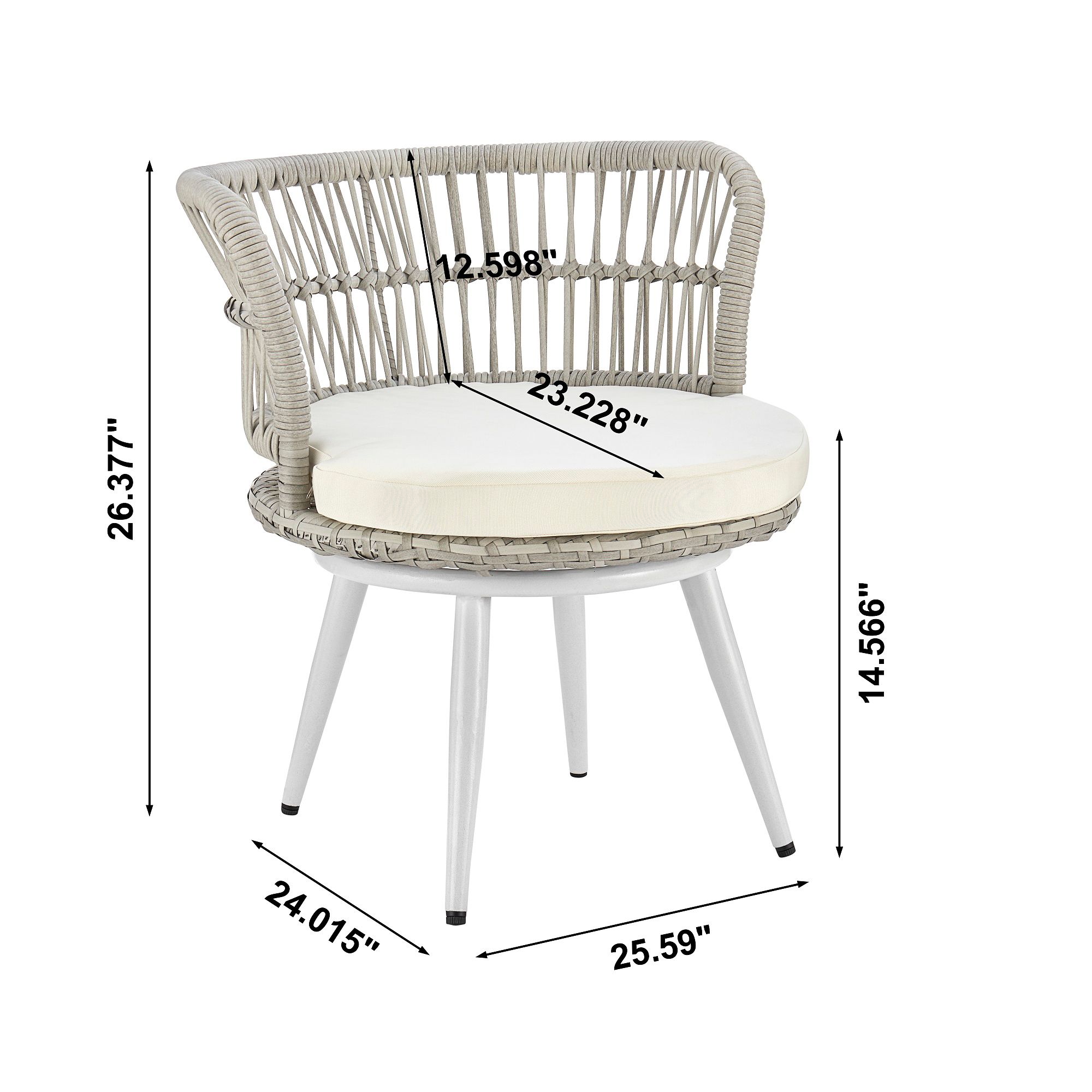 Monaco Rope Wicker 3-Piece Patio Set with Cream Cushion in scene