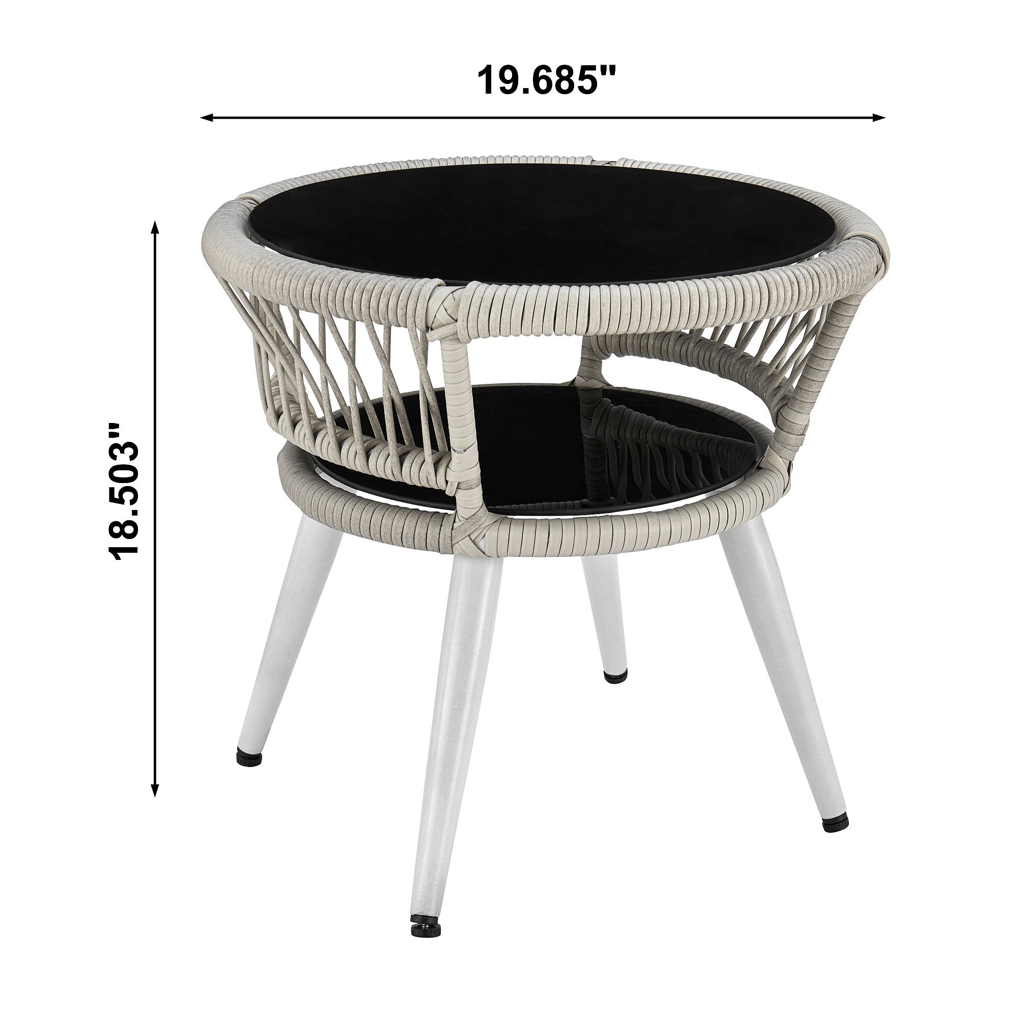 Monaco Rope Wicker 3-Piece Patio Set with Cream Cushion in scene