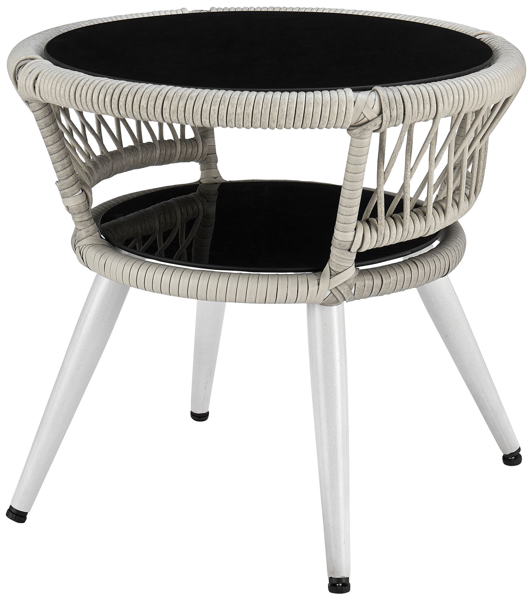 Monaco Rope Wicker 3-Piece Patio Set with Cream Cushion in scene