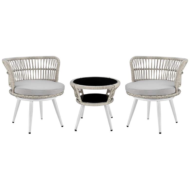Image 2 Monaco Rope Wicker 3-Piece Patio Set with Gray Cushion