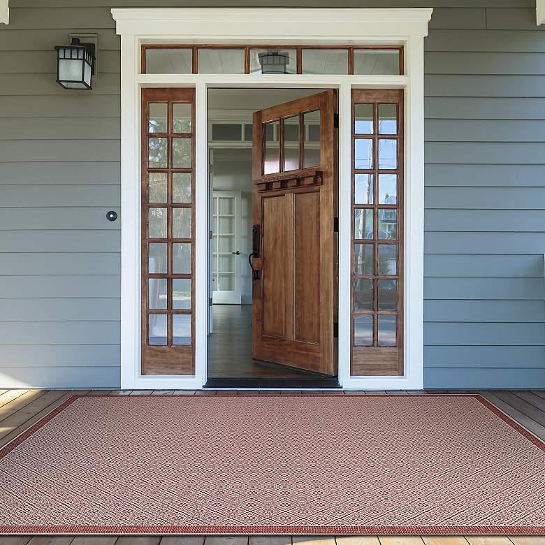 Image 1 Monaco Sea Pier 5'3"x7'6" Sand and Maroon Outdoor Rug