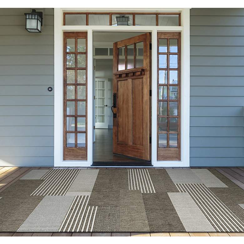 Image 1 Monaco Starboard 5'3"x7'6" Brown and Sand Outdoor Rug