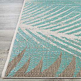 Image5 of Monaco Tropical Palms 5'10"x9'2" Aqua Outdoor Area Rug more views