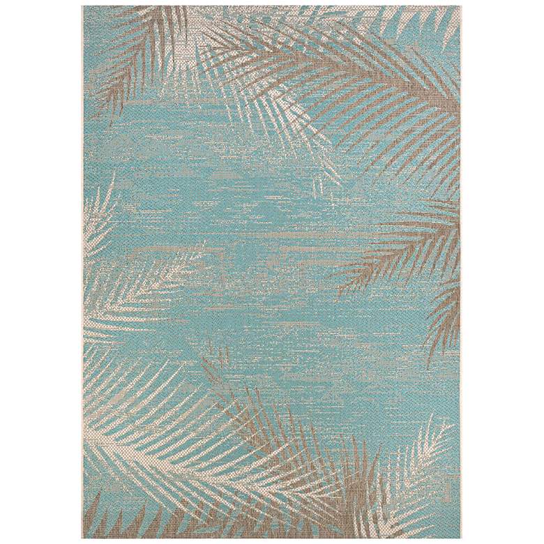 Image 2 Monaco Tropical Palms 5&#39;3 inchx7&#39;6 inch Aqua Rectangular Outdoor 