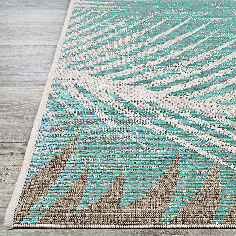 Image 5 Monaco Tropical Palms 5'3"x7'6" Aqua Rectangular Outdoor more views
