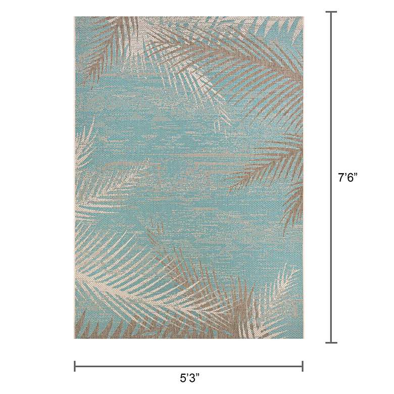 Image 7 Monaco Tropical Palms 5&#39;3 inchx7&#39;6 inch Aqua Rectangular Outdoor  more views