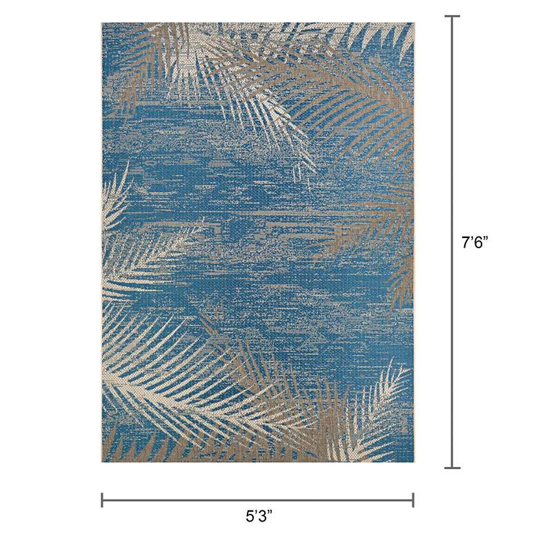 Image 7 Monaco Tropical Palms 5'3"x7'6" Ocean Outdoor Rug more views