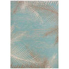 Image2 of Monaco Tropical Palms 7'6"x10'9" Aqua Outdoor Area Rug