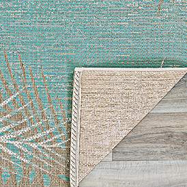 Image4 of Monaco Tropical Palms 7'6"x10'9" Aqua Outdoor Area Rug more views