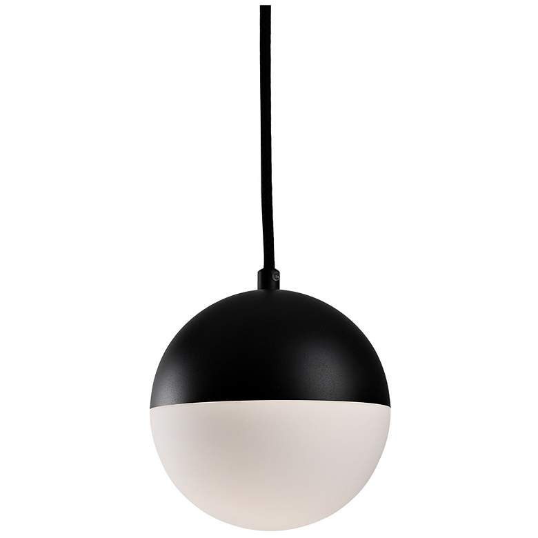 Image 1 Monae 6" Wide Black and Opal Glass Globe LED Mini Pendant