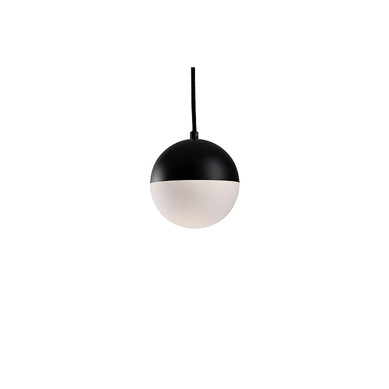 Image 2 Monae 6" Wide Black and Opal Glass Globe LED Mini Pendant more views