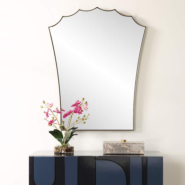 Image 1 Monarch 24" x 30.5" Plated Antique Brass Vanity Mirror