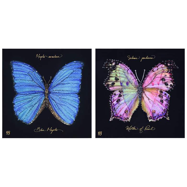 Image 1 Monarch Elegance Set Crystallus Epoxy Coated Butterfly Canvas Wall Art