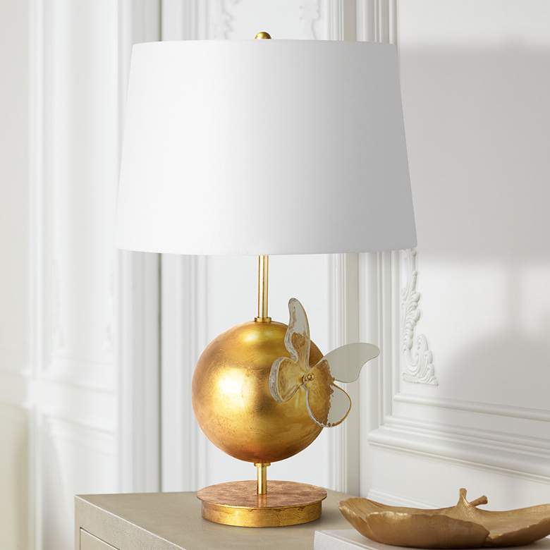 Image 1 Monarch Globe Gold Leaf and Glass Table Lamp