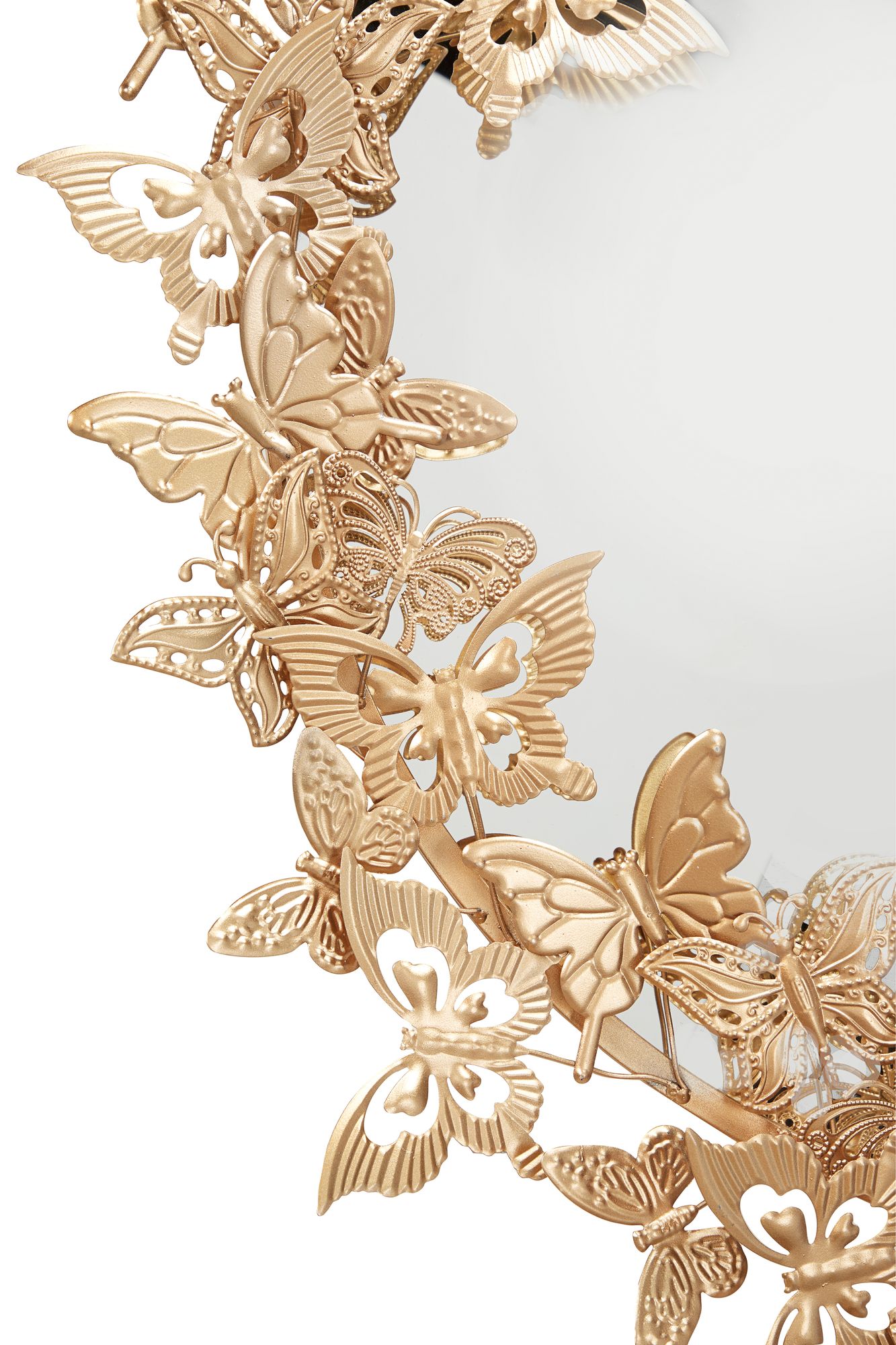 Image 4 Monarch Matte Gold 3D Butterflies 28" Round Wall Mirror more views