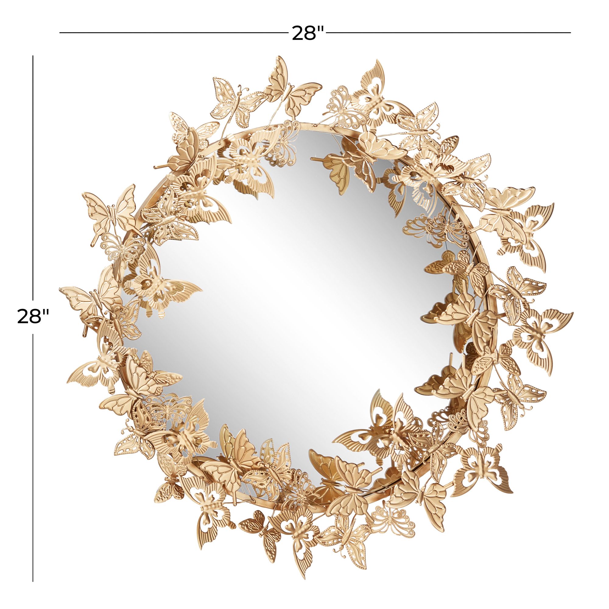 Image 6 Monarch Matte Gold 3D Butterflies 28" Round Wall Mirror more views