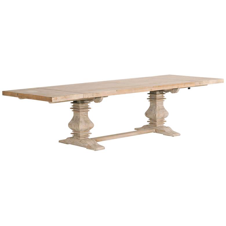 Image 2 Monastery 120" Wide Smoke Gray Wood Extendable Dining Table