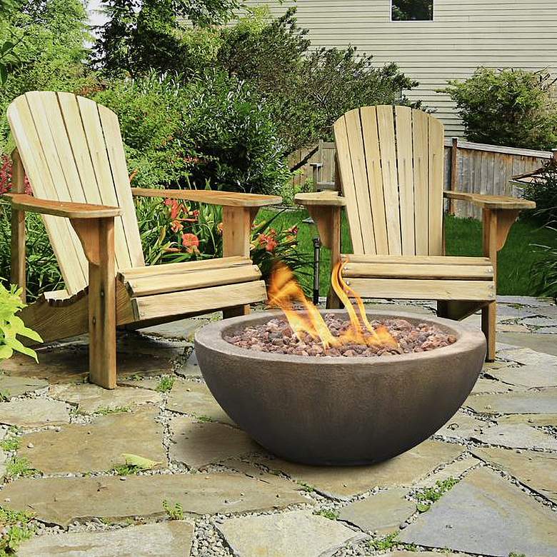 Image 1 Mondavi 28" Round Light Brown Envirostone Propane Fire Pit
