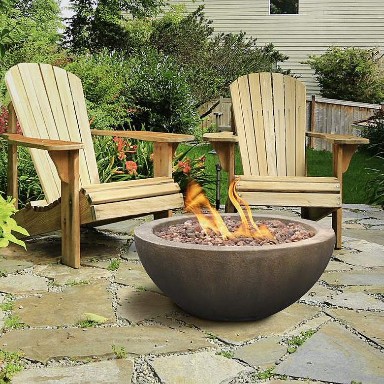 Image 1 Mondavi 28 inch Round Light Brown Envirostone Propane Fire Pit