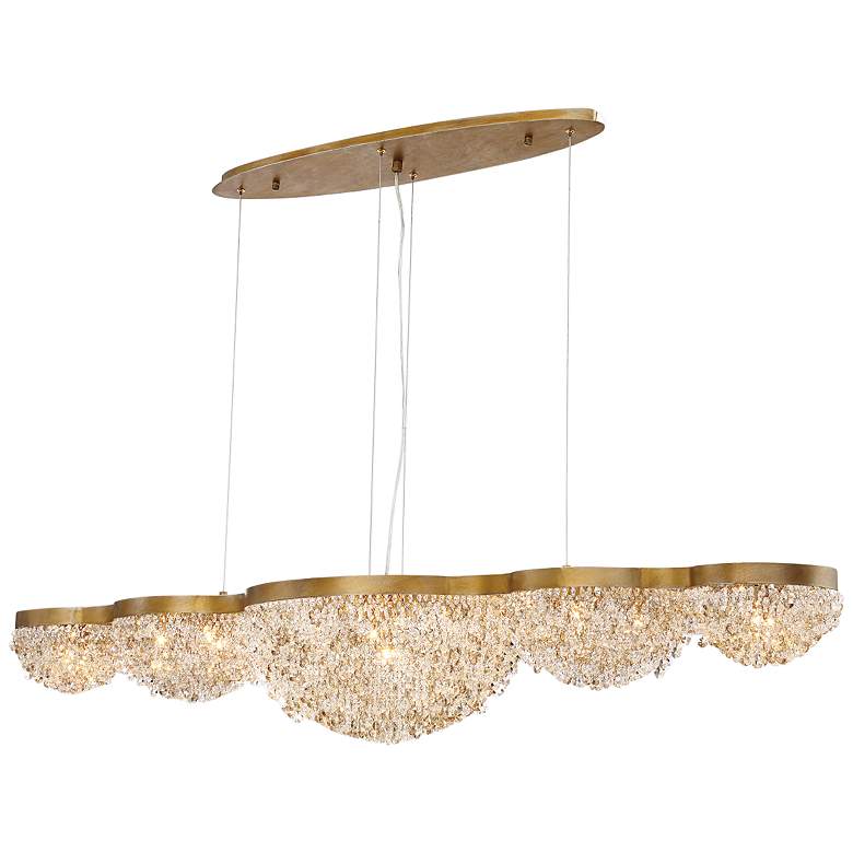 Image 3 Mondo 59 inch Wide Antique Gold Crystal 15-Light Chandelier