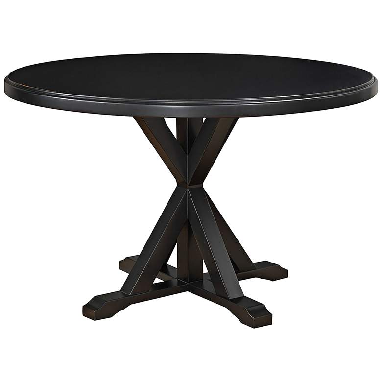Image 2 Monet 48" Wide Antique Black Wood Round Dining Table