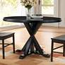 1_Monet 48" Wide Antique Black Wood Round Dining Table