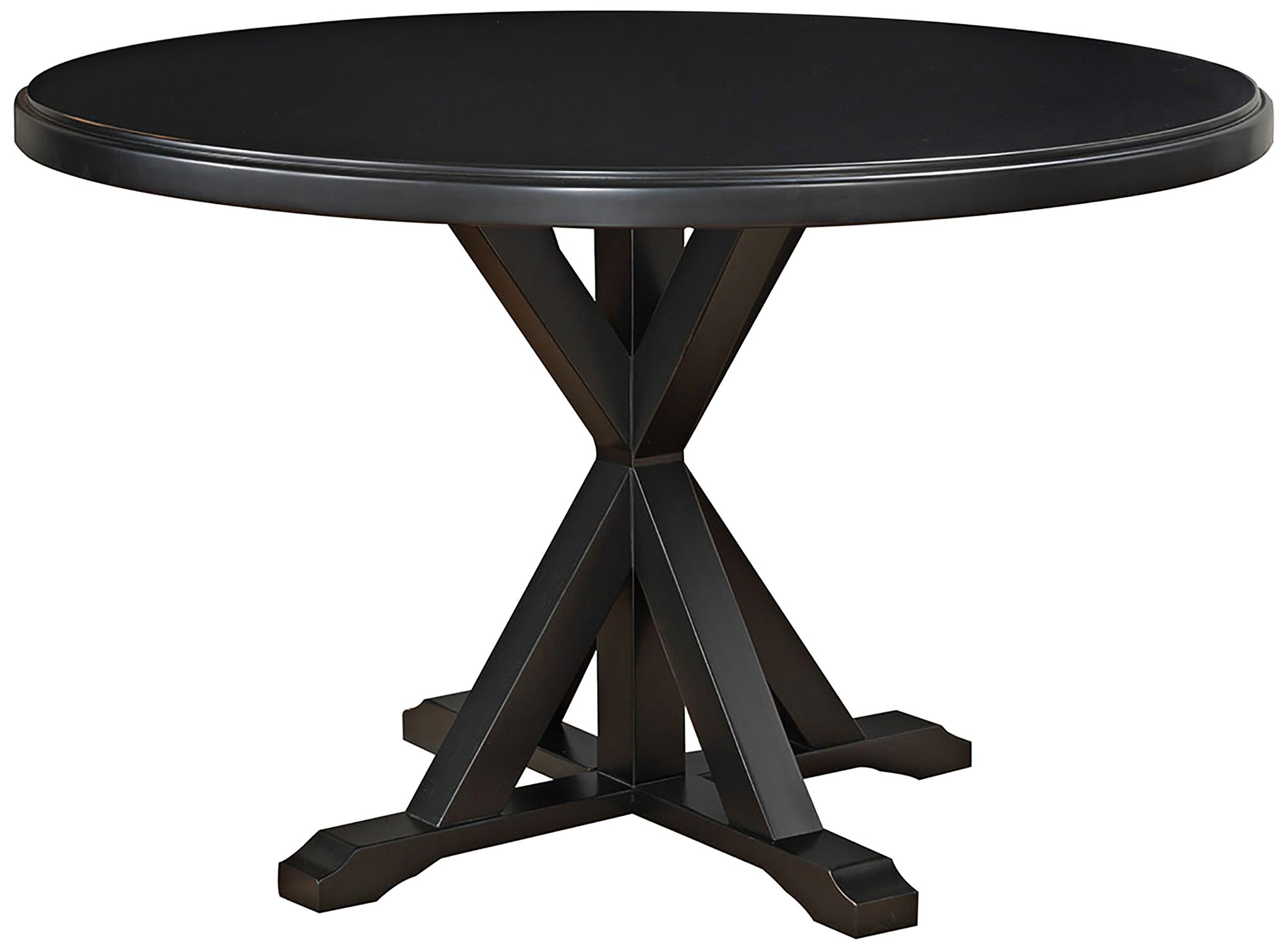 Monet 48" Wide Antique Black Wood Round Dining Table Image 2