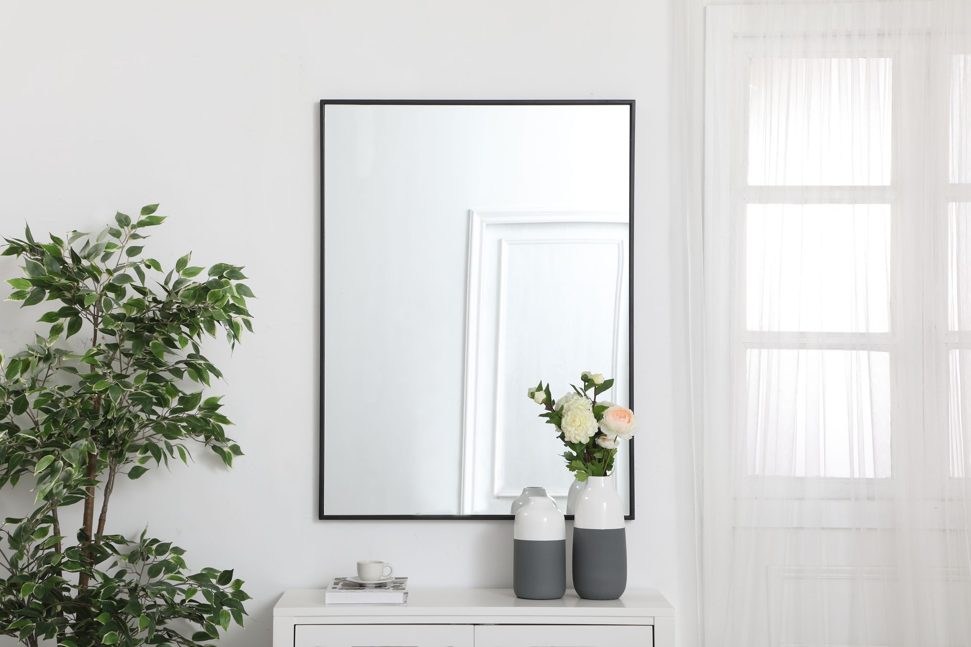 Image 3 Monet Black Metal 30" x 40" Vanity Wall Mirror more views