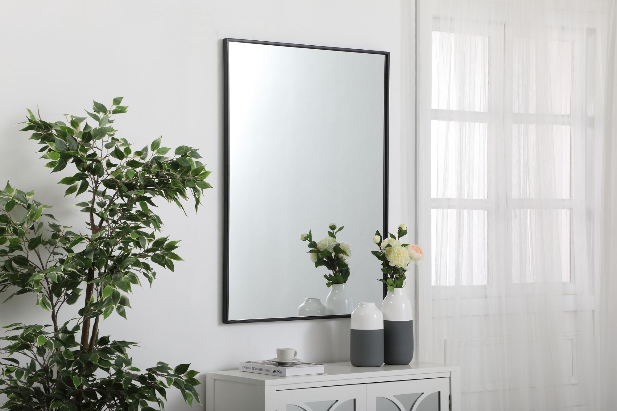 Image 5 Monet Black Metal 30" x 40" Vanity Wall Mirror more views